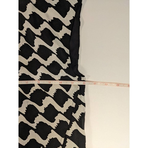 Derek Lam 10 Crosby Silk Shift Dress Black Cream Abstract Print 10 V-neck Lined - Picture 6 of 9